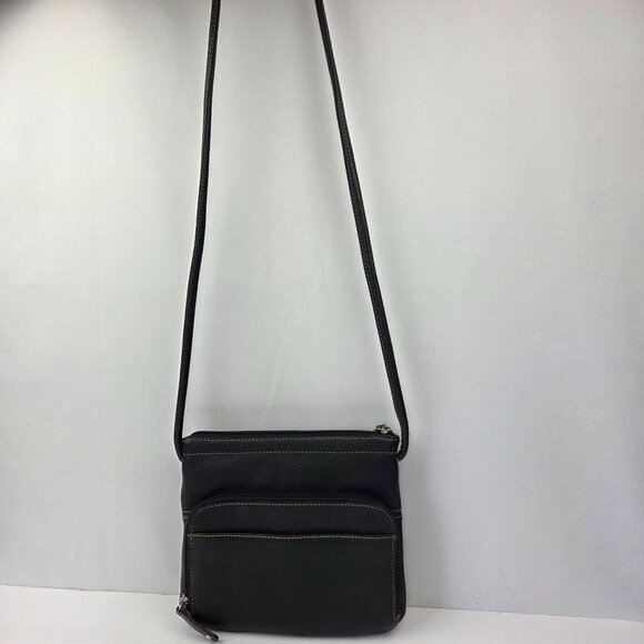 Tignanello Black Pebbled Leather Crossbody Bag With Multiple Pockets - Picture 5 of 16